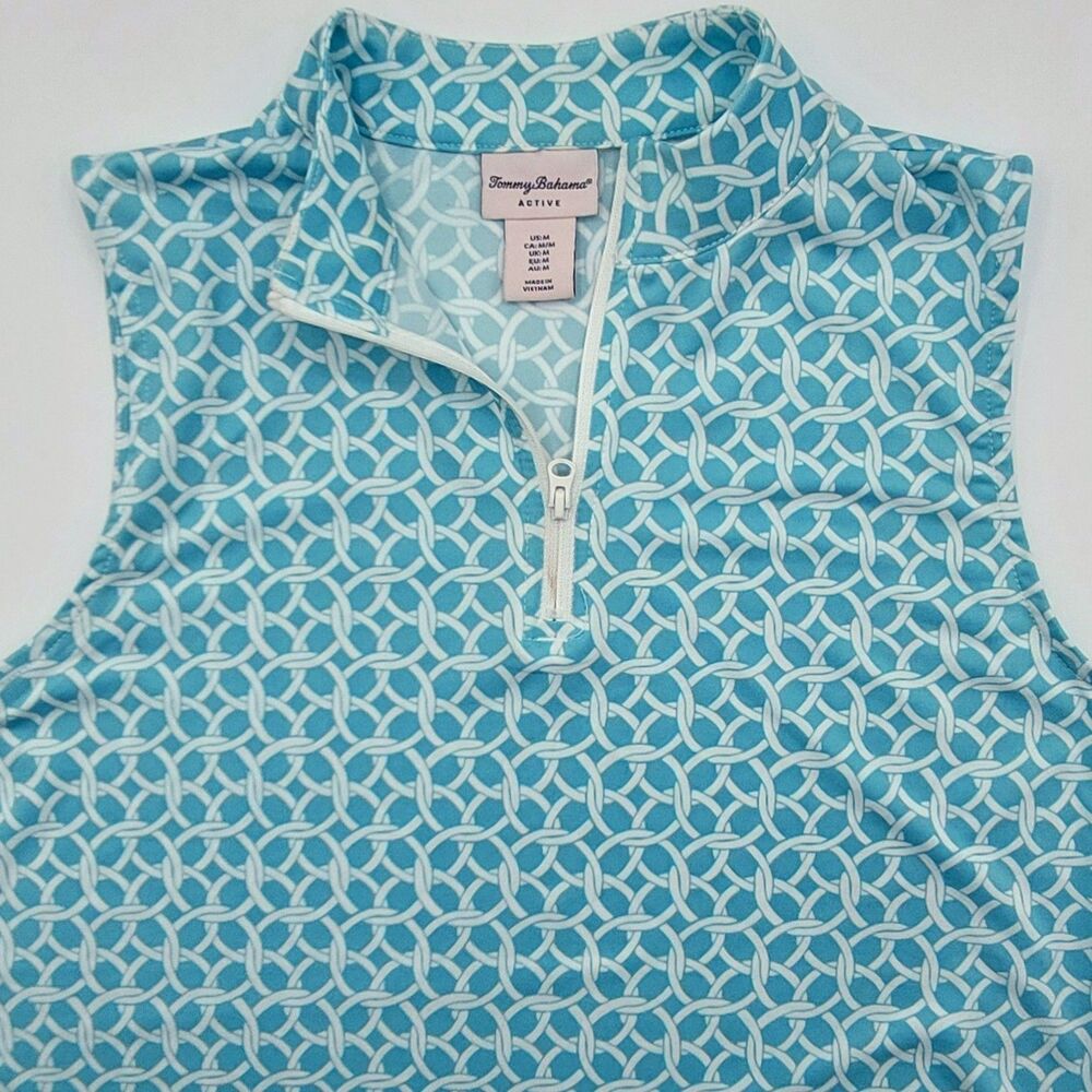 Tommy Bahama Active Women's Med. Sleeveless Shirt !/4 Zip UPF50 Quick Dry Green